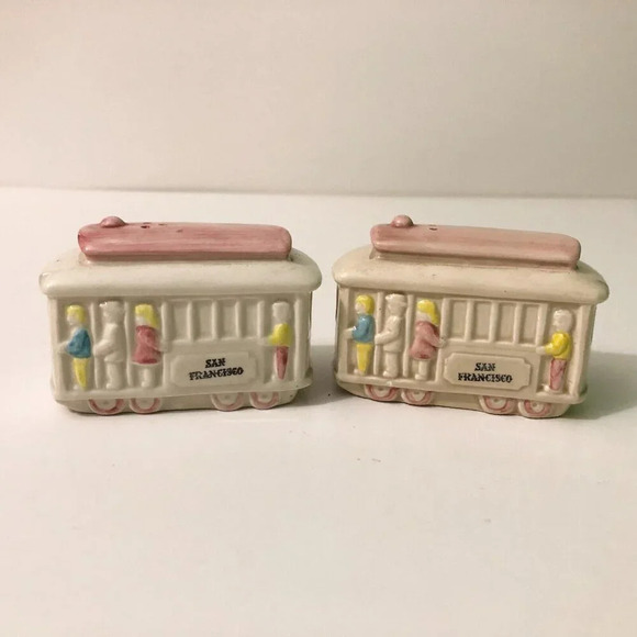 Vintage SNCO  Imports San Francisco Trolley Car Salt And Pepper Shakers - Picture 1 of 16